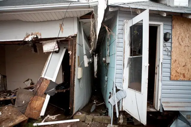 Storm-battered homes in Staten Island's Midland Beach